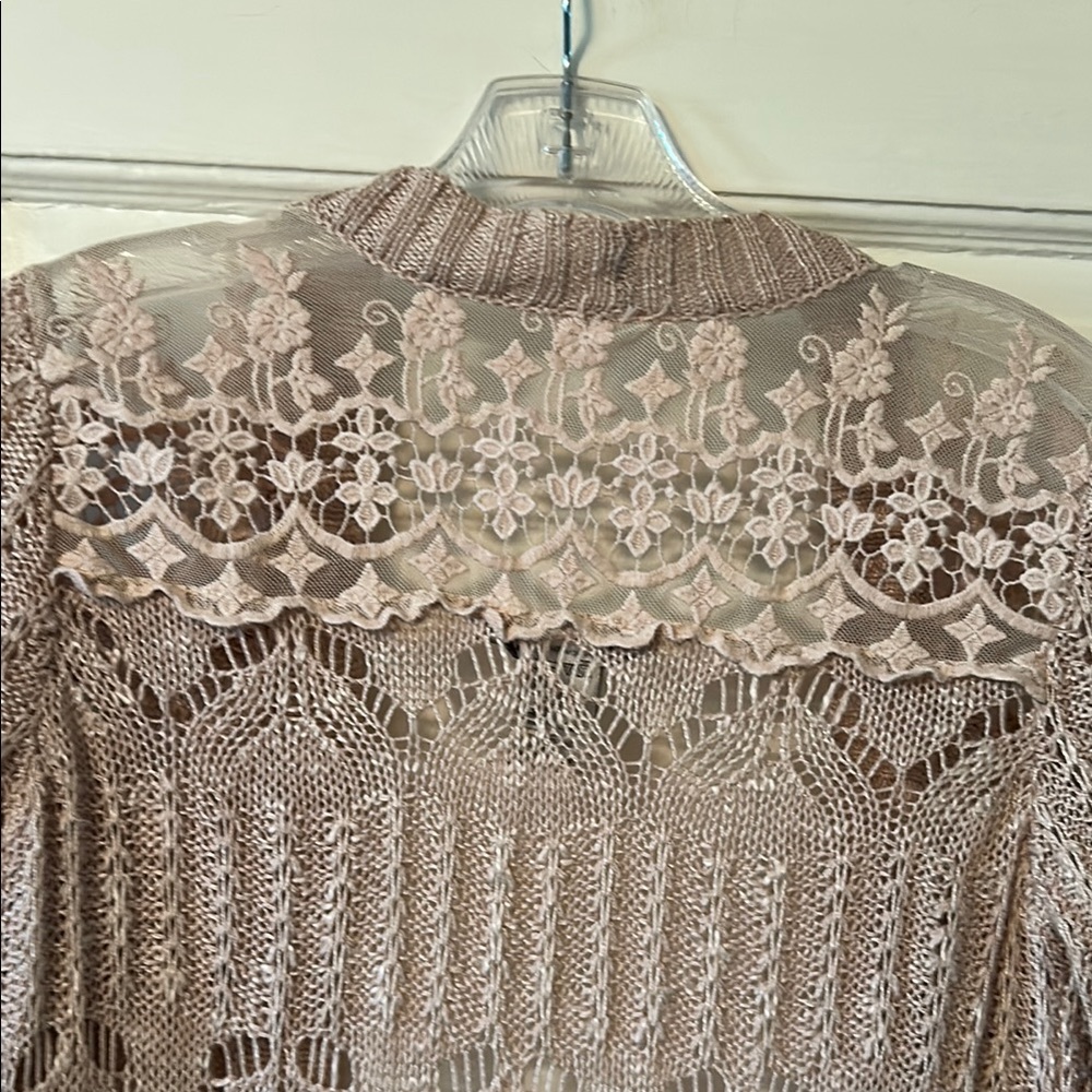 American Rag Pink Open-Knit Cardigan Sweater - Picture 4 of 6